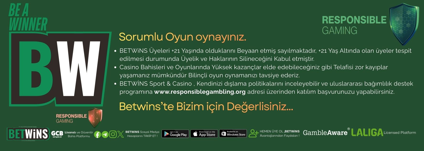 Responsible Gaming - Bilinçli Oyun Oynayınız